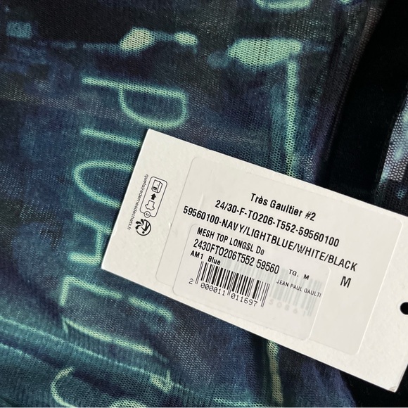 Jean Paul Gaultier Mesh Top - Navy/Light Blue/White/Black - Picture 2 of 3
